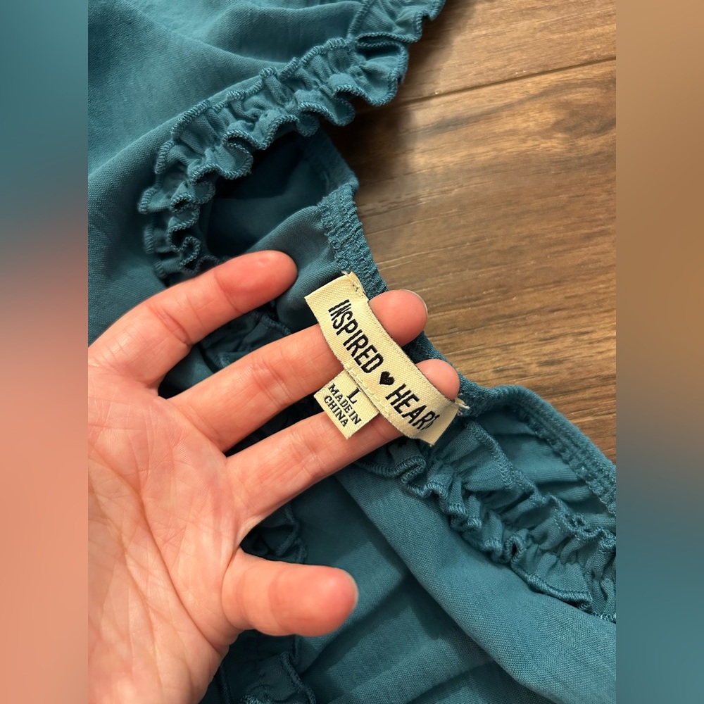 Teal Ruffled Romper - Picture 7 of 9